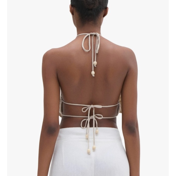 New PatBO Candy Flower Top Candy Linen Hand-Beaded Flower Top - Picture 3 of 4